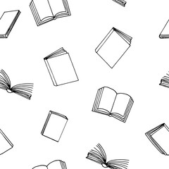 books seamless pattern. hand drawn doodle style.