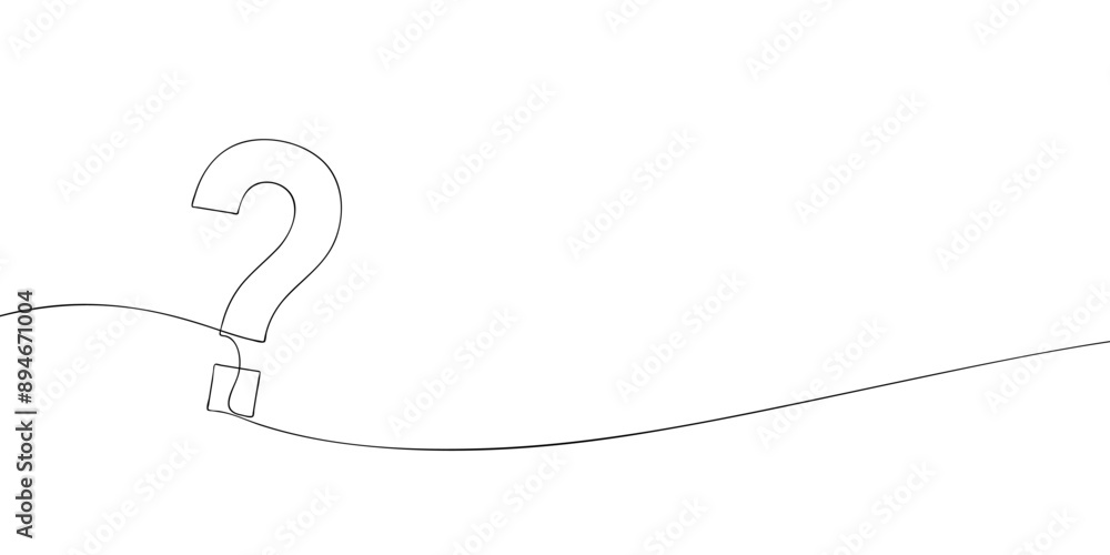 Poster a single line drawing of a question mark. continuous line question mark symbol icon. one line icon. 