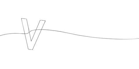 A single line drawing of a letter v. Continuous line alphabet symbol icon. One line icon. Vector illustration.