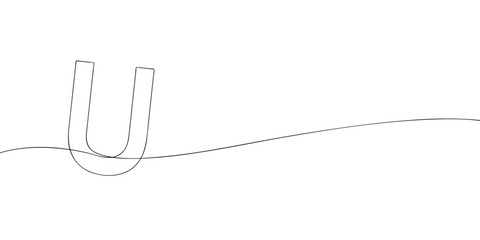 A single line drawing of a letter u. Continuous line alphabet symbol icon. One line icon. Vector illustration.