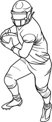 american football player, runing football player outline vector illustration