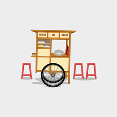 meatball cart illustration. flat cartoon style