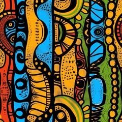 Vibrant African Inspired Tribal Pattern Artwork