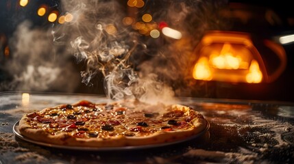 Freshly Baked Pizza Delivered by Sleek Sports Car in Blurred Motion