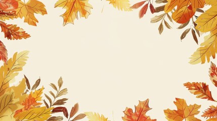 Autumn Leaves Frame on Off-White Background for Seasonal Design