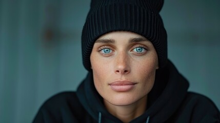 Cool Woman In A Black Hoodie, Making A Fashion Statement