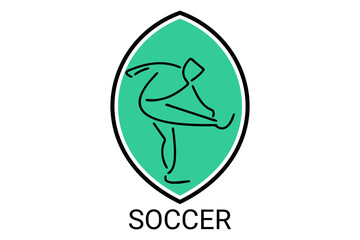 Soccer or football sport vector line icon. sportman, playing football. sport pictogram illustration.