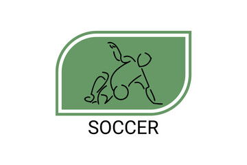 Soccer or football sport vector line icon. sportman, playing football. sport pictogram illustration.