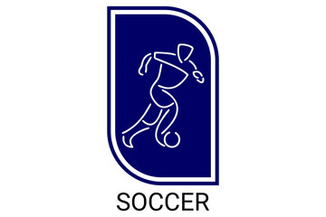 Soccer or football sport vector line icon. sportman, playing football. sport pictogram illustration.