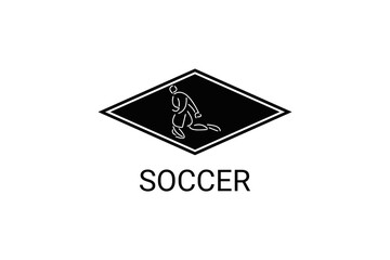 Soccer or football sport vector line icon. sportman, playing football. sport pictogram illustration.