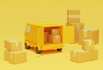 Delivery truck with open back door 3D graphic