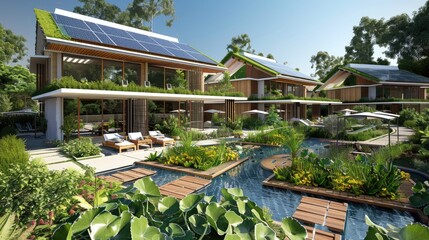 Obraz premium A luxury eco-resort with a modern design