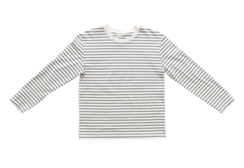 Striped sweatshirt on isolated background. Unisex long sleeve sweater, front views. With clipping path. Cut out object of fashion clothing for design, logo application, mockup