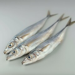 Fototapeta premium Three fresh fish on a white background