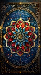 Fototapeta premium Celtic Harmony: Stylized Mandala with Intricate Patterns and Vibrant Colors