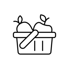 Fruit basket outline icons, minimalist vector illustration ,simple transparent graphic element .Isolated on white background