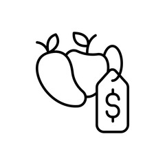 Fruit price outline icons, minimalist vector illustration ,simple transparent graphic element .Isolated on white background