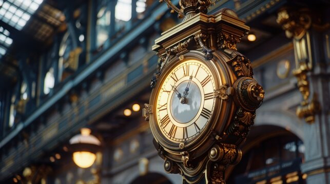 A train station's clock tower, a historic landmark guiding travelers
