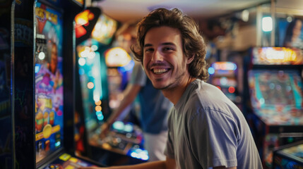 Fototapeta premium Nostalgia Nirvana: Lost in the Standup Arcade