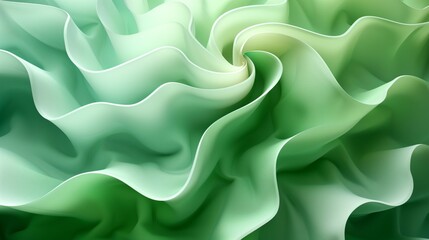 Obraz premium Flowing Abstract Textile Inspired Forms With Organic Curves And Fresh Green Tones Designed For Artistic Background Applications