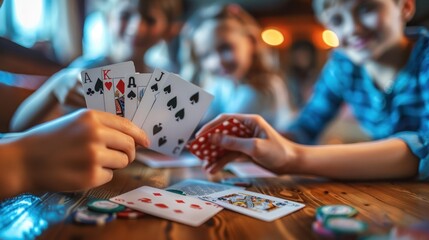 A family playing cards together during a long train ride, showcasing bonding time on the move