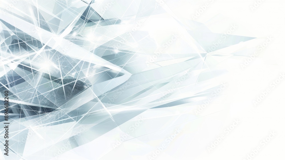 Wall mural abstract geometric white digital background with light elements and polygons