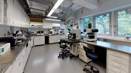 Interior of a materials science lab with electron microscopes