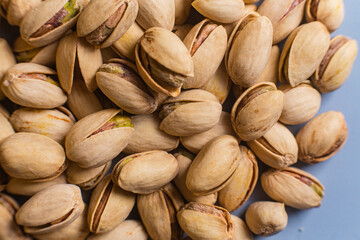 Salted pistachios close-up. Pistachios macro