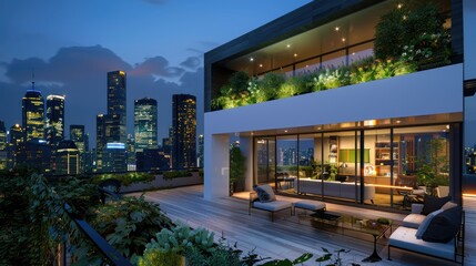 Fototapeta premium A luxury urban penthouse with a modern design