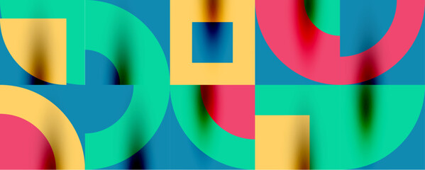 Obraz premium Neo memphis geometric pattern with circles, squares. Pop art abstract background for covers, banners, flyers and posters and other templates