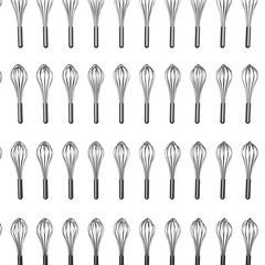 ステンレス製の泡立て器を並べた3Dイラスト