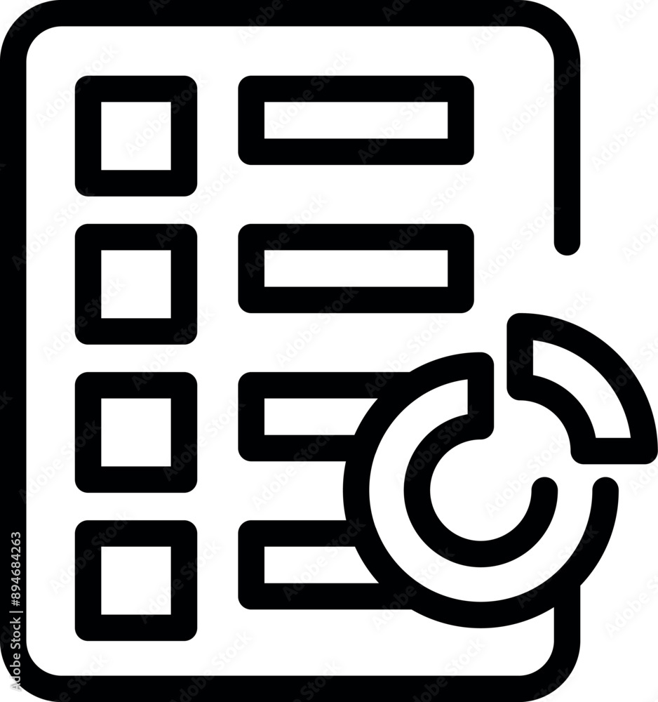 Poster simple icon depicting a chart analyzing a spreadsheet, representing data analysis