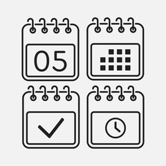 Icon page calendar - 5 day, agenda, timer, done