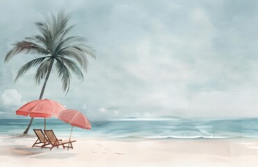 Beach Chairs Under Umbrellas