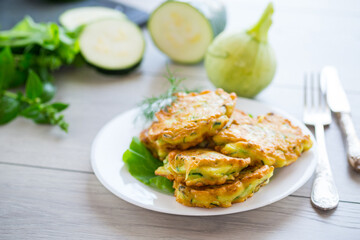 homemade food, fried zucchini pancakes