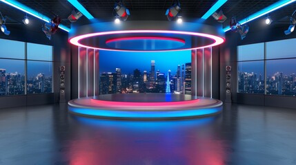 A news set for your virtual studio created with 3ds Max and Vray software. You can use it as the background in your virtual studio.