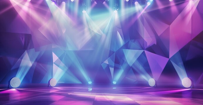 A full image of a virtual TV show room background. A 3D rendering backdrop perfect for VR tracking system stage sets.