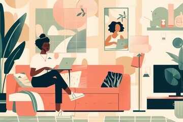 There are many causes of headaches, such as migraines. Here's a shot of an unrecognizable person on a video call with a doctor.