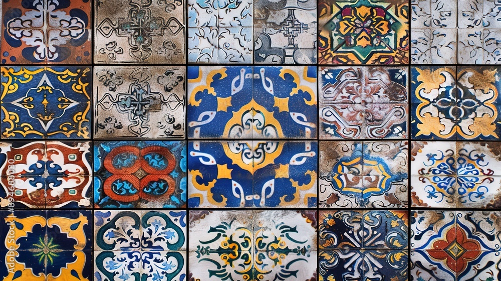 Poster design of tiles for walls and floors in a digital format