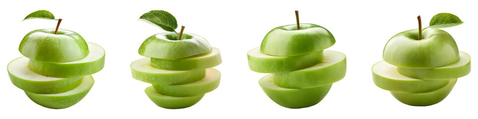 Green apple slice isolated transparent background png collection