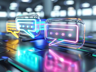 Realtime Customer Support  An illuminated chat window with an active conversation
