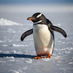 Fototapeta premium Ice emperor south pole waddling Winter Arctic Polar Penguin Seabird