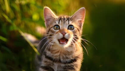 Portrait happy cute playful funny cat animal wildlife 