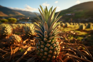 Beautiful pineapple plant in South Africa during the day, generative IA