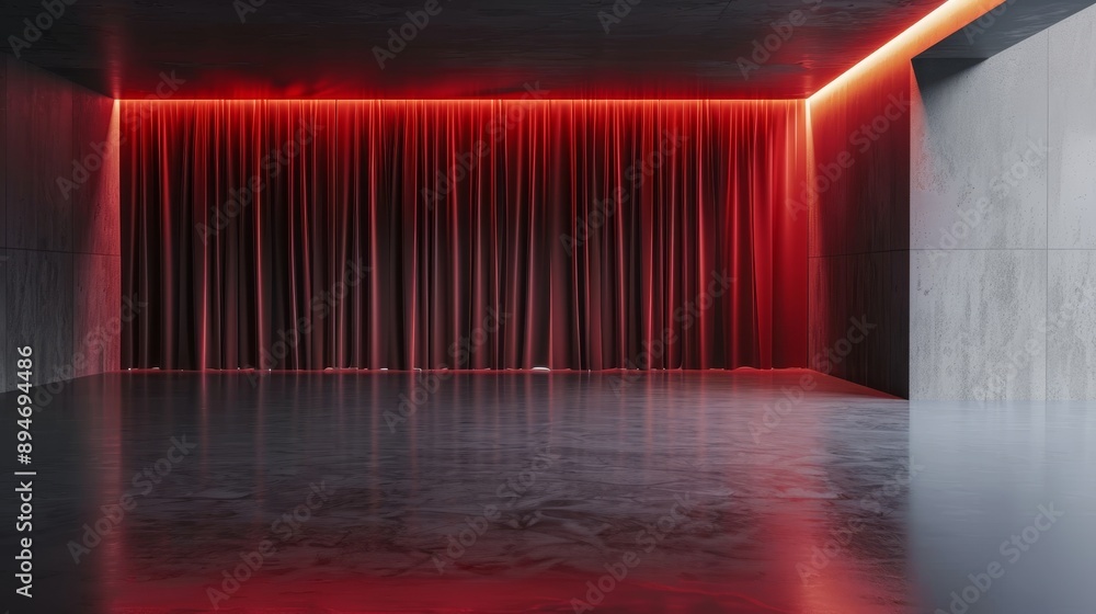 Aufkleber 3d rendering of a full frame view of a virtual stage with a large videowall. ideal for tv shows, mus