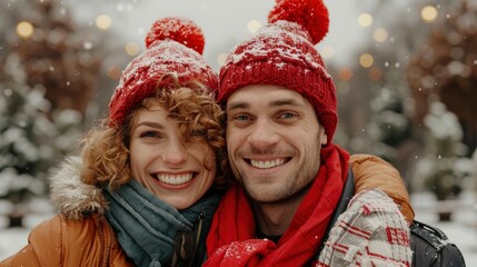 A Young Happy Couple, Walking Through The City At Night, Enjoying The Vibrant Atmosphere