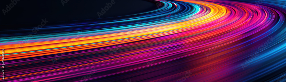 Poster dynamic abstract image of colorful light trails in motion, creating a vibrant and futuristic effect 