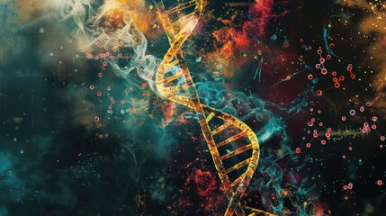 Abstract DNA Helix with Molecular Structures