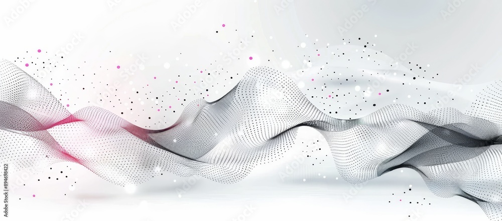 Poster background with abstract network data particles flowing. stock technology.