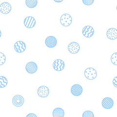 Pattern with blue circles for baby without background. Vector illustration